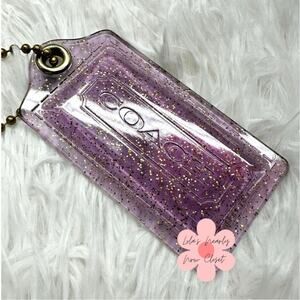 3" COACH Purple Poppy Fob Bag Charm Hang tag Hangtag